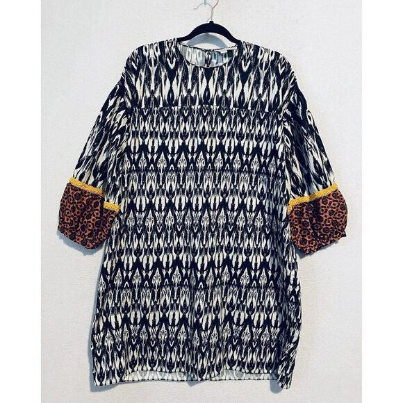 Anthropologie Sachin and Babi Caralisa Tunic Dress Womens Large Ikat Puff Sleeve - Picture 2 of 9